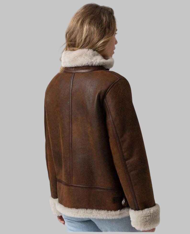 Women A2 Oversized Pilot Shearling Jacket Faux Fur Handmade