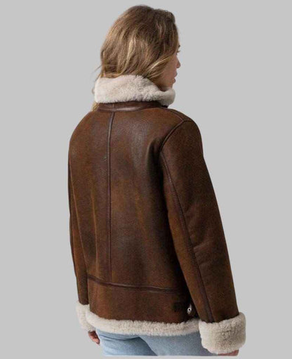 Women A2 Oversized Pilot Shearling Jacket Faux Fur Handmade