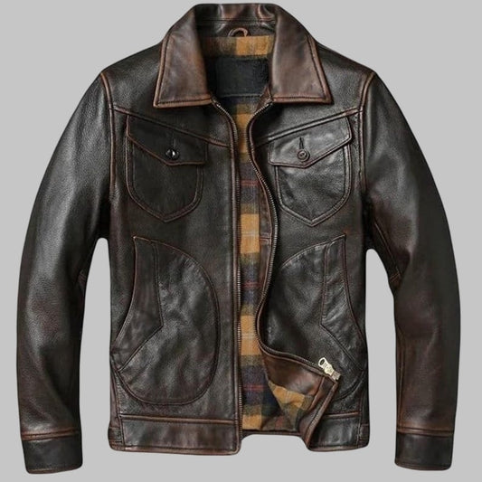 Men’s Vintage Biker Leather Jacket | Handmade Sheepskin Outerwear
