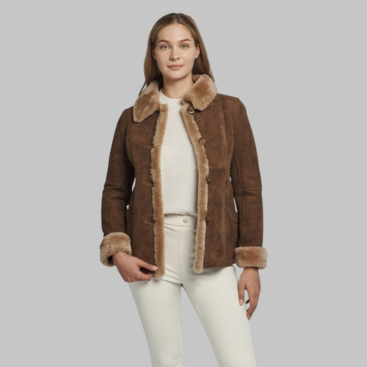 Nicole Women’s Shearling Coat Fur Lined Winter Luxury Outerwear