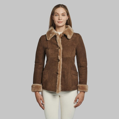 Nicole Women’s Shearling Coat Fur Lined Winter Luxury Outerwear