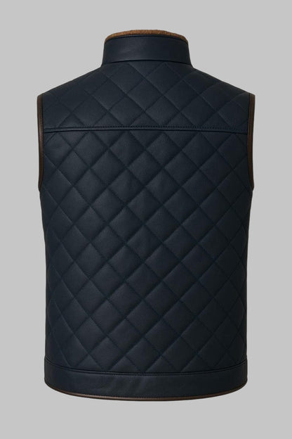 Shearling Vest for Men Blue Sheepskin Leather Genuine Shearling Fur Gilet by Avanzar Leather