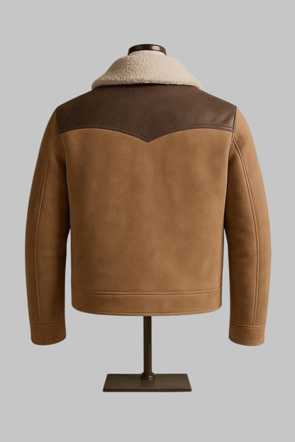 Genuine Sheepskin Shearling Jacket Men Real Sheepskin Leather Bomber Flying Fur Jacket
