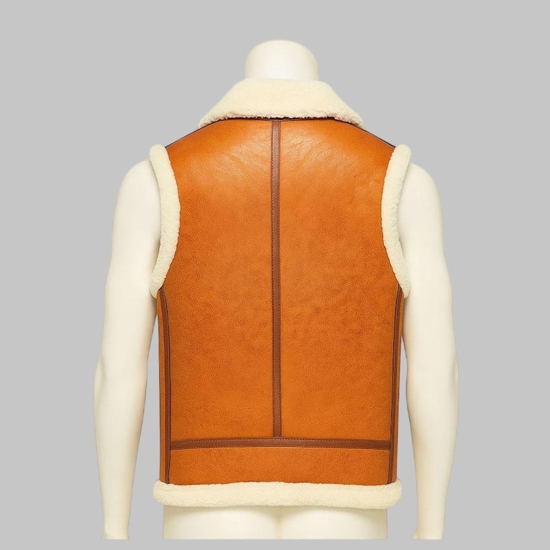 Men Two Tone Sheepskin Leather Biker Vest