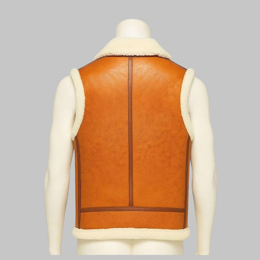 Men Two Tone Sheepskin Leather Biker Vest