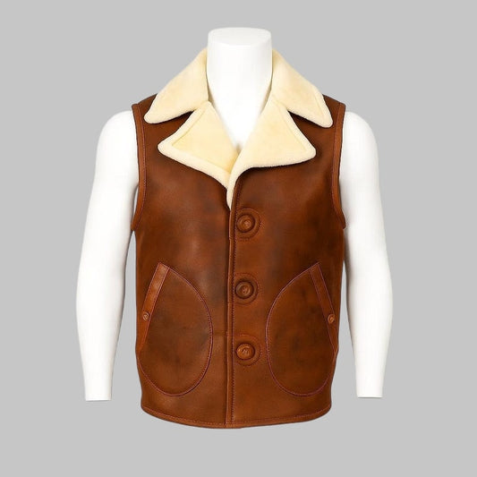 Men Shearling Sheepskin Leather Vest