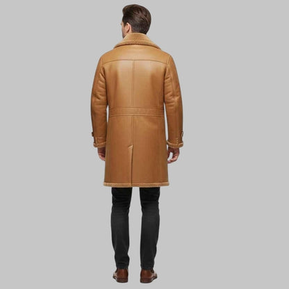 Men’s Brown Shearling Leather Fur Coat