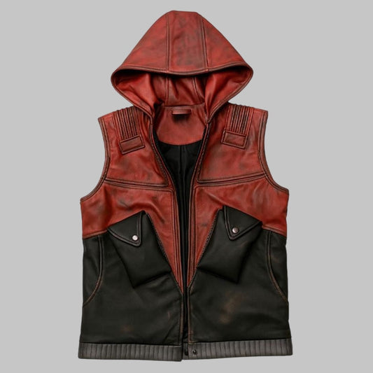 Red Hood Leather Vest Arkham Knight Inspired Cosplay Outfit