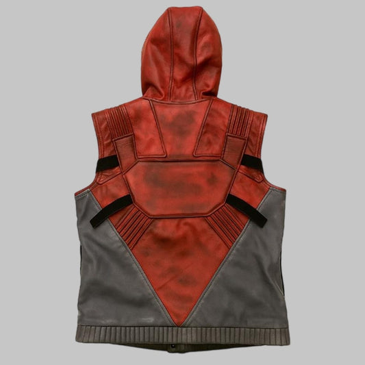 Red Hood Leather Vest Arkham Knight Inspired Cosplay Outfit