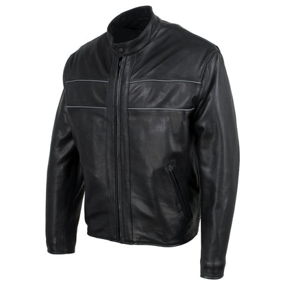Echo Black Premium Leather Motorcycle Jacket for Men