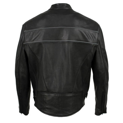 Echo Black Premium Leather Motorcycle Jacket for Men