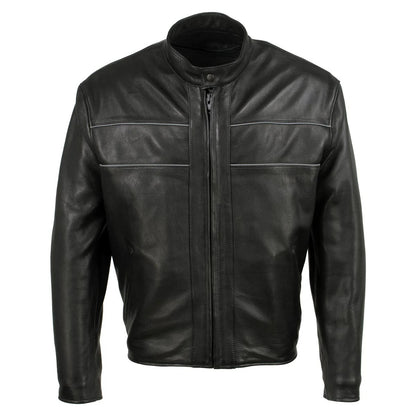 Echo Black Premium Leather Motorcycle Jacket for Men