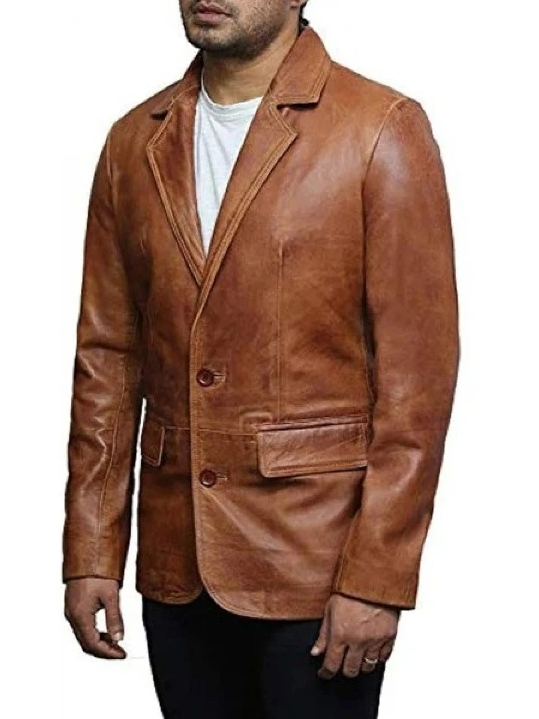 Men's Vintage Brown Leather Blazer Timeless & Stylish Outerwear