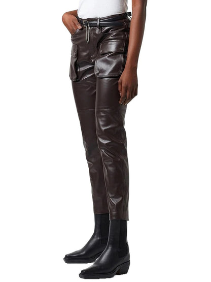 Dark Brown Leather Cargo Pants – Stylish & Practical Trousers