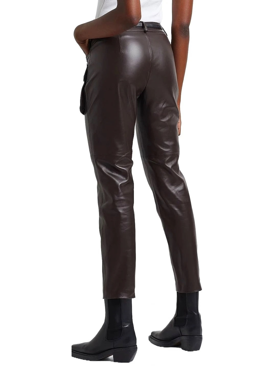 Dark Brown Leather Cargo Pants – Stylish & Practical Trousers