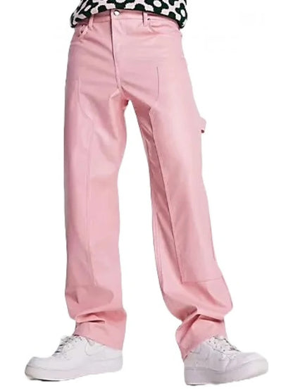 Pink Leather Carpenter Pants for Women by Avanzar Leather