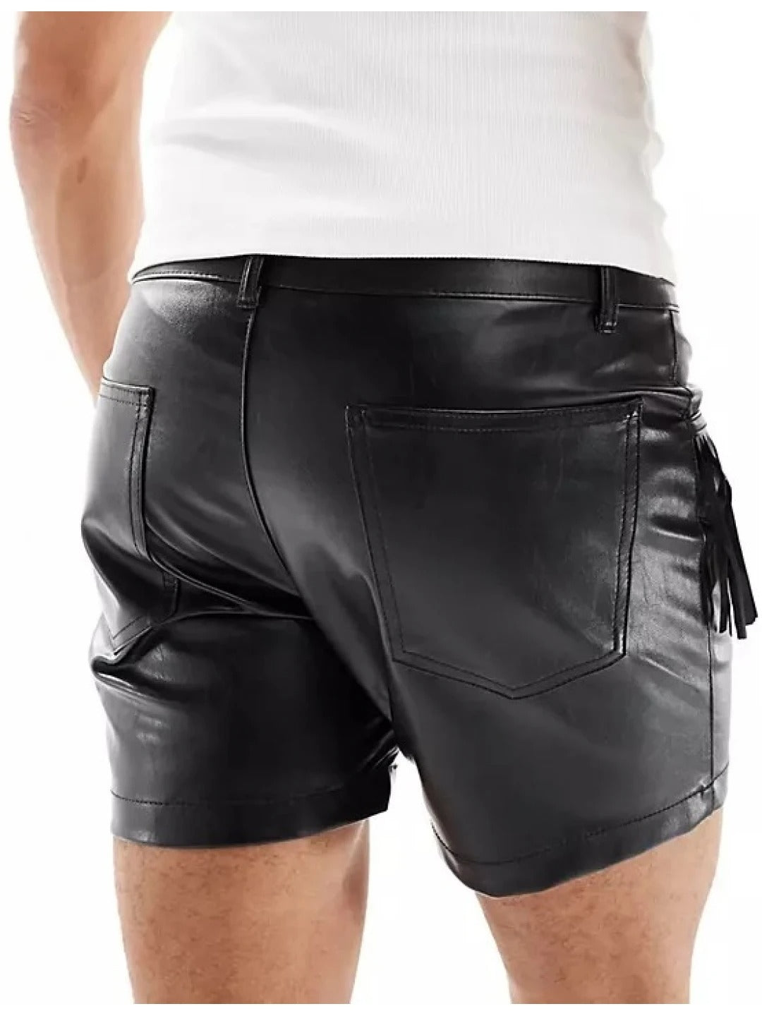 Men’s Black Leather Shorts with Fringing – Bold and Stylish