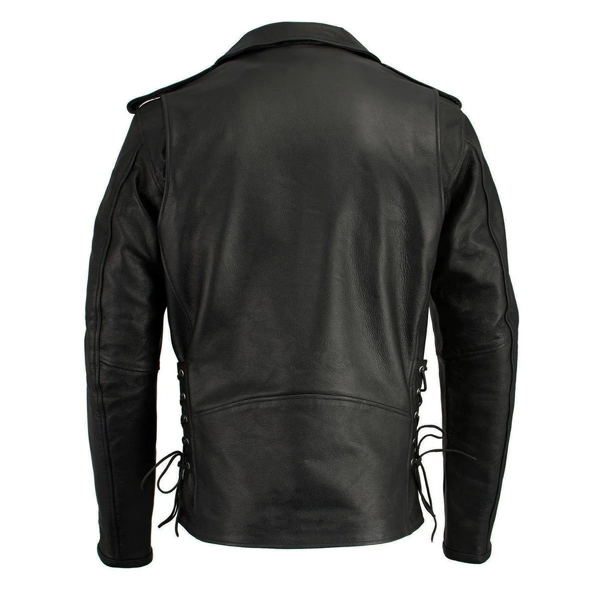 Men’s Black Police-Style Motorcycle Leather Jacket