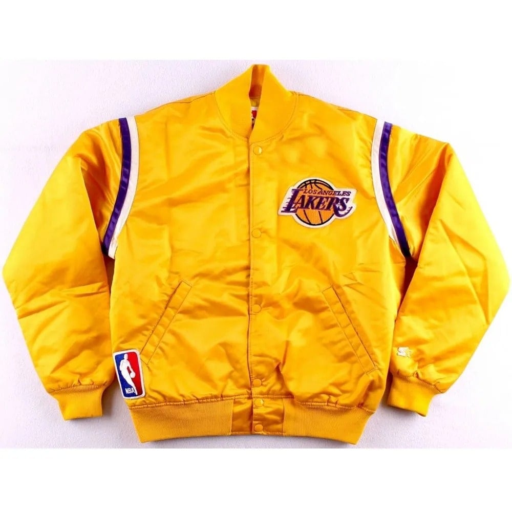 Retro 80s Los Angeles Lakers Satin Bomber Jacket