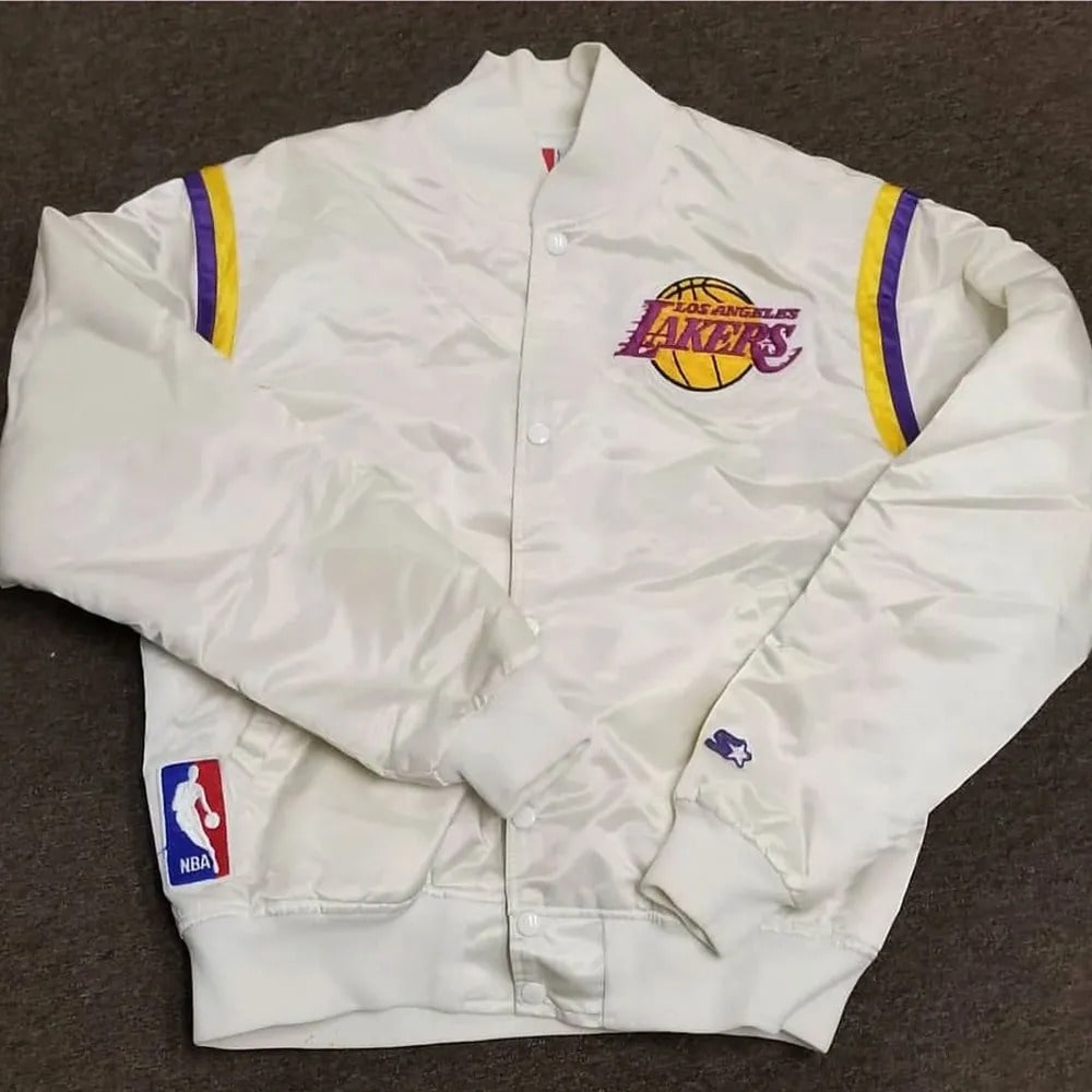 Retro 80s Los Angeles Lakers Satin Bomber Jacket