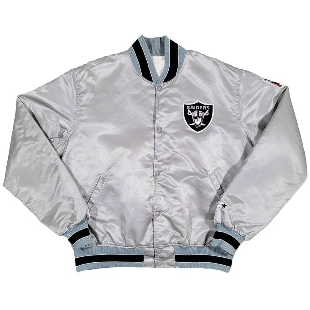 Los Angeles Raiders Starter Black Satin Bomber Jacket