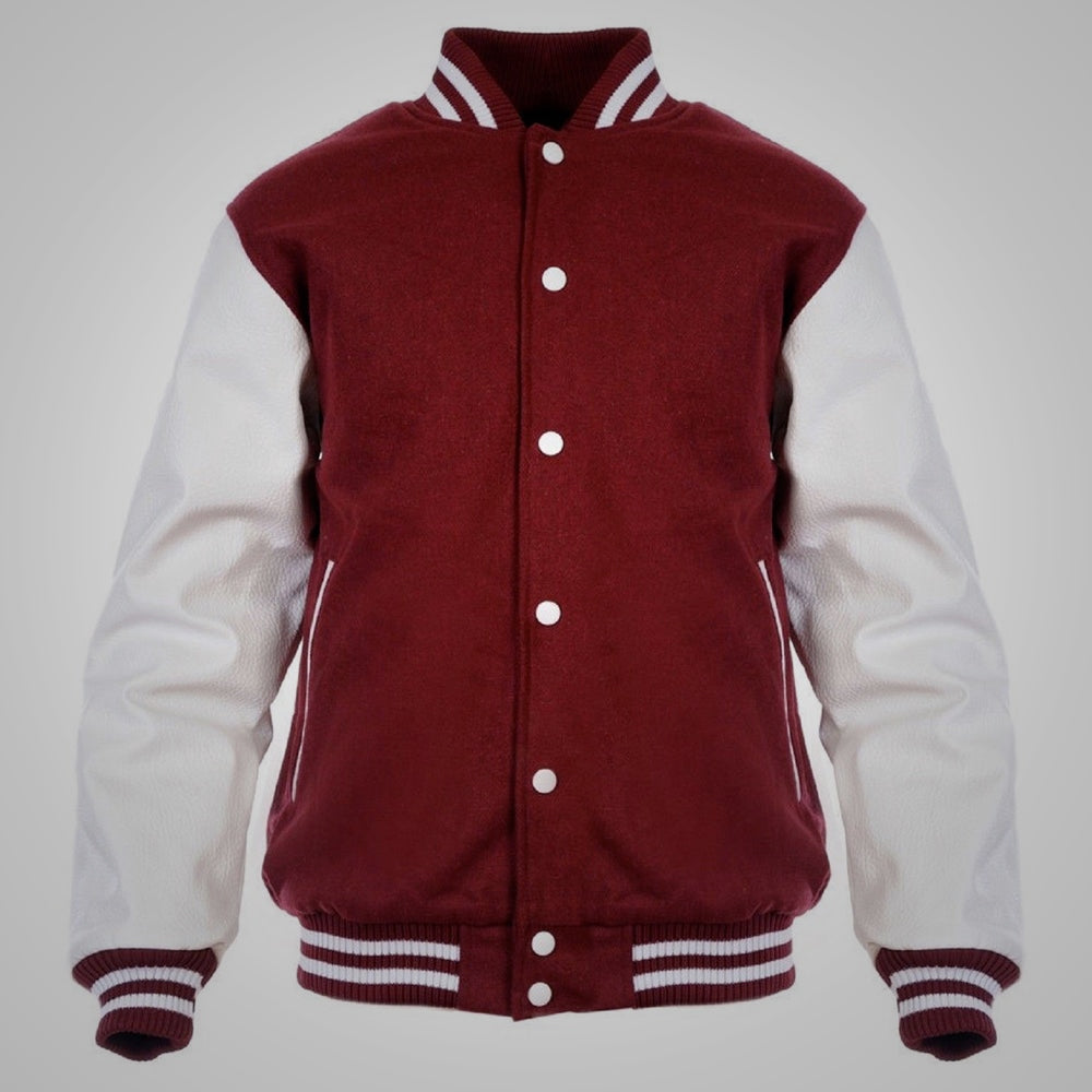 Maroon and White Letterman Jacket