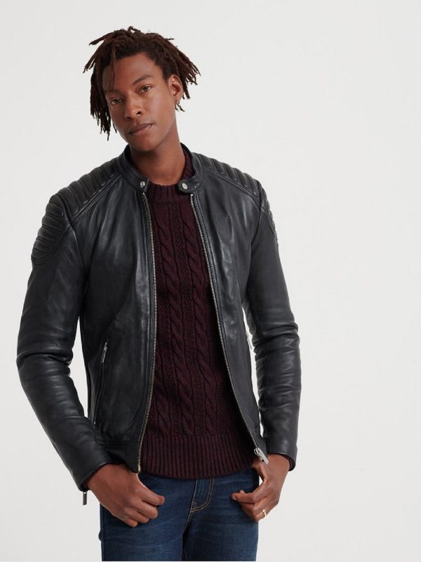 Men’s Black Leather Jacket by Avanzar