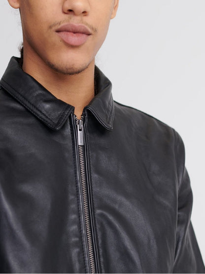 Men’s Black Leather Jacket by Avanzar