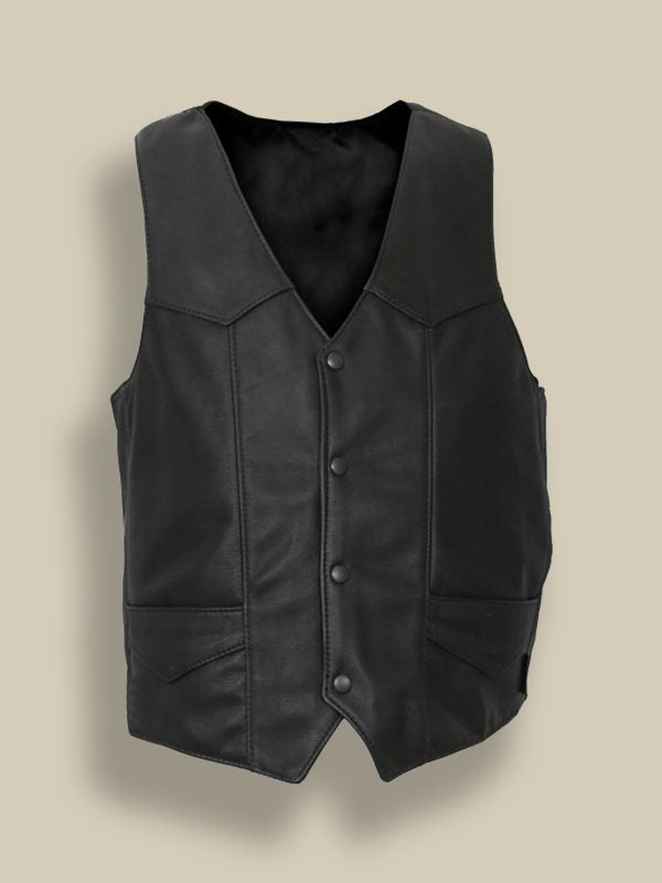 Men's Matte Black Leather Vest