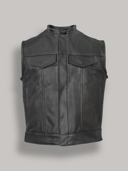 Men's Classic Black Leather Vest