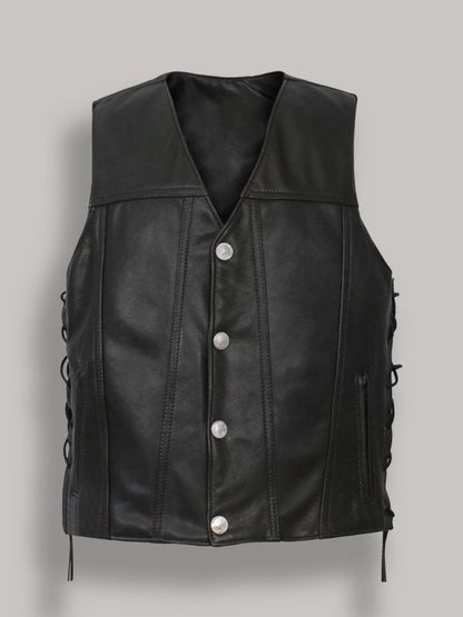 Men's Buffalo Nickel Snap Leather Vest