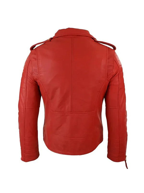 Men’s Red Leather Biker Jacket for Christmas by Avanzar Leather