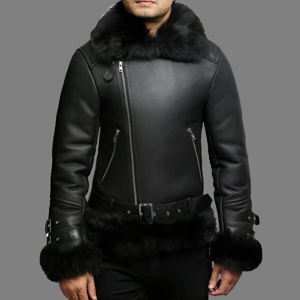 Men's Aviator Flying Jacket - Real Shearling Sheepskin Toscana