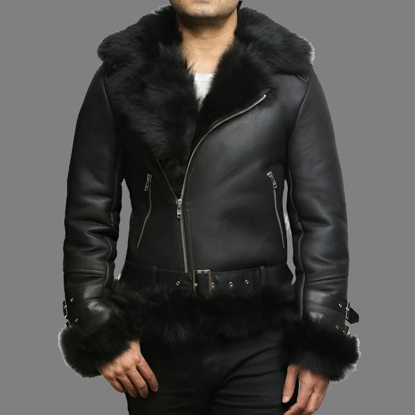 Men's Aviator Flying Jacket - Real Shearling Sheepskin Toscana