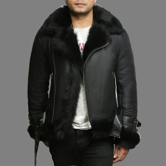 Men's Aviator Flying Jacket - Real Shearling Sheepskin Toscana