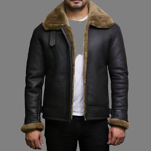 Men's Aviator RAF B3 Shearling Sheepskin Flying Bomber Jacket