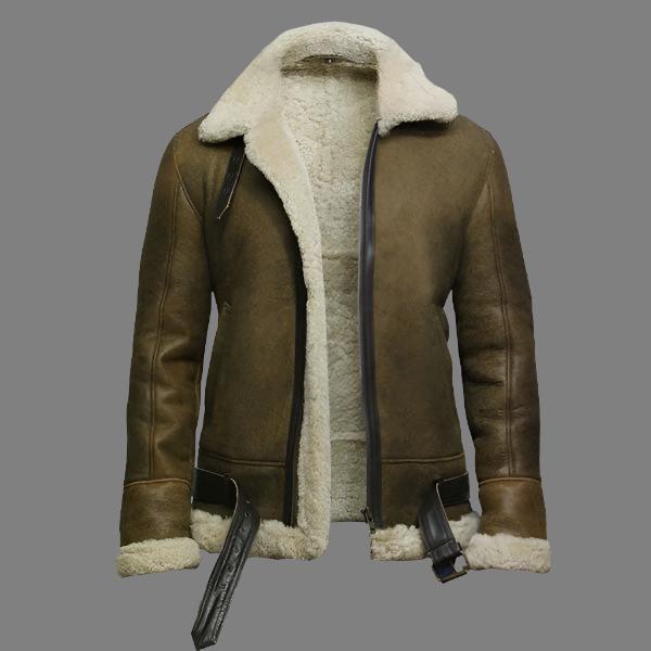 Men's Aviator Real Shearling Sheepskin Leather Bomber Flying Jacket