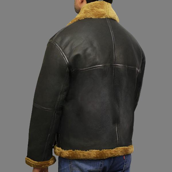 Men's Aviator Real Shearling Sheepskin Leather Bomber Flying Jacket