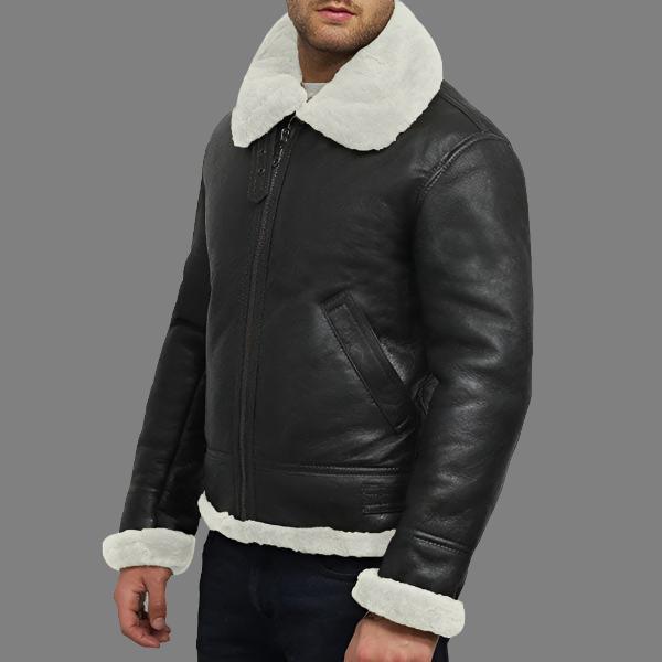 Men's Aviator Real Shearling Sheepskin Leather Flying Jacket