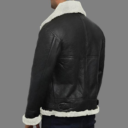 Men's Aviator Real Shearling Sheepskin Leather Flying Jacket