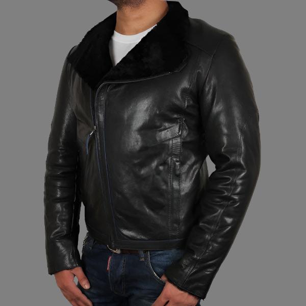 Men's Black Shearling Sheepskin Jacket