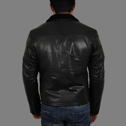 Men's Black Shearling Sheepskin Jacket