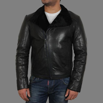 Men's Black Shearling Sheepskin Jacket