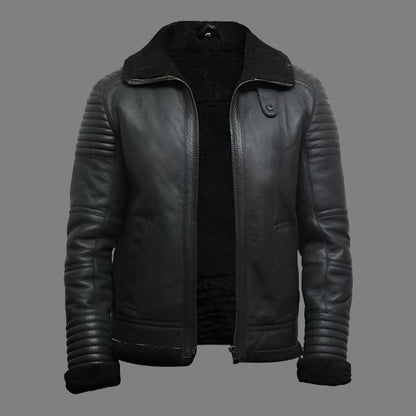 Men's Black Sheepskin Flying Jacket