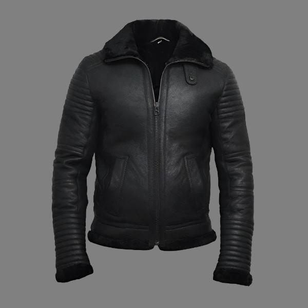 Men's Black Sheepskin Flying Jacket