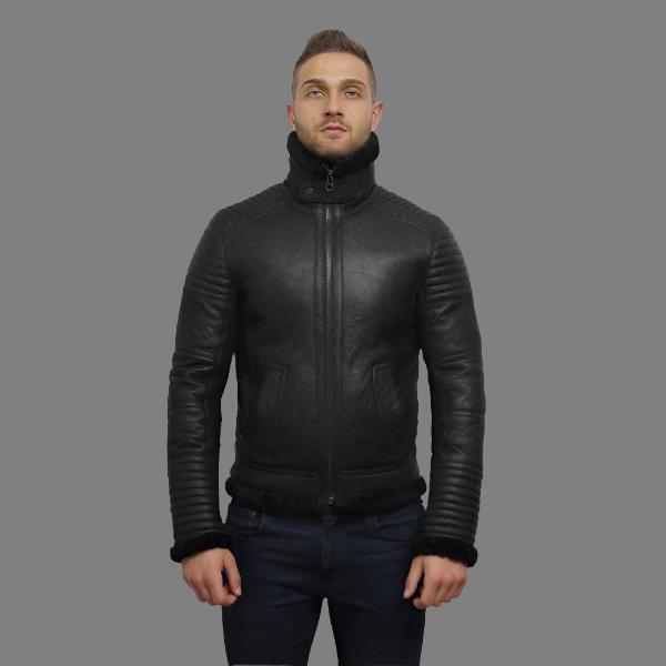 Men's Black Sheepskin Flying Jacket