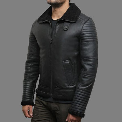 Men's Black Sheepskin Flying Jacket