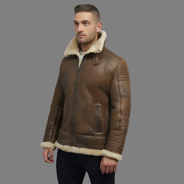 Men's Brown Sheepskin Flying Jacket