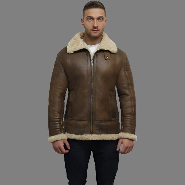 Men's Brown Sheepskin Flying Jacket