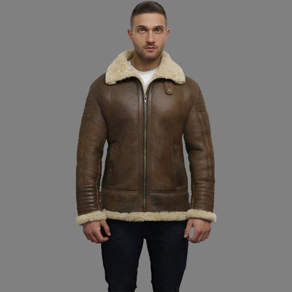 Men's Brown Sheepskin Flying Jacket